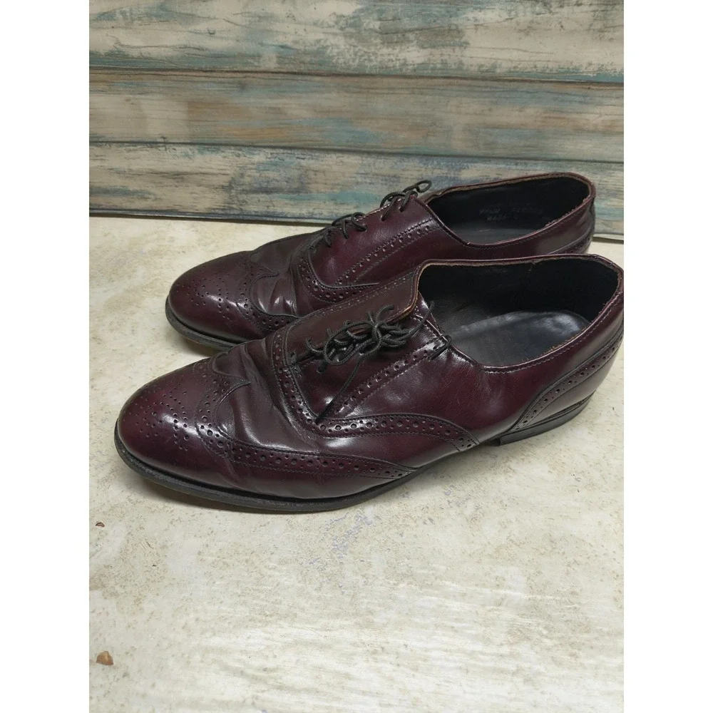 Vintage Dexter Shoes Men's 9.5 M Wingtip Oxford Leather Brogue USA Made Burgundy